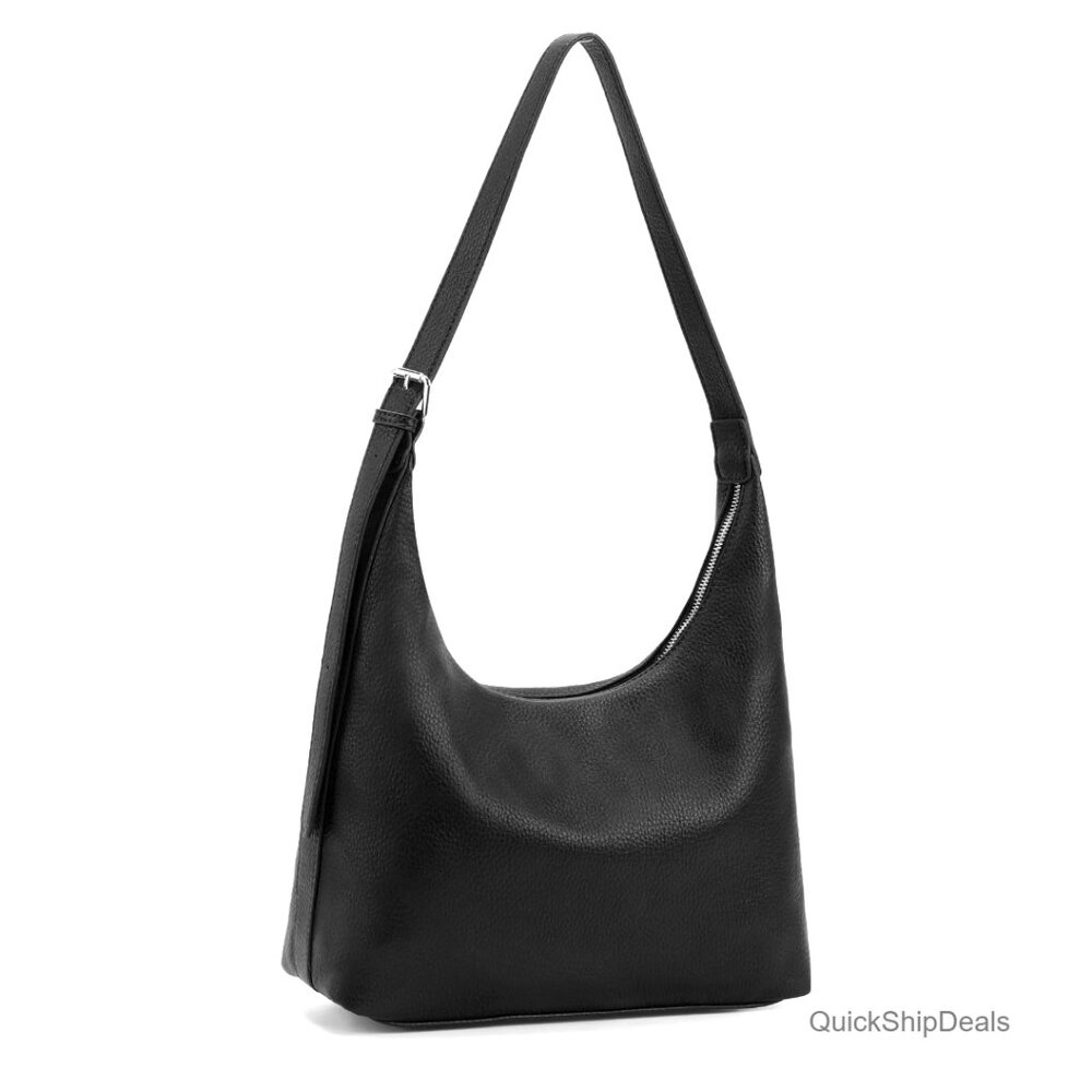 Small Leather Tote Bag with Adjustable Strap, Hobo Style for Travel
